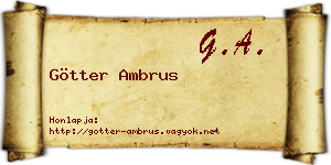 Götter Ambrus névjegykártya